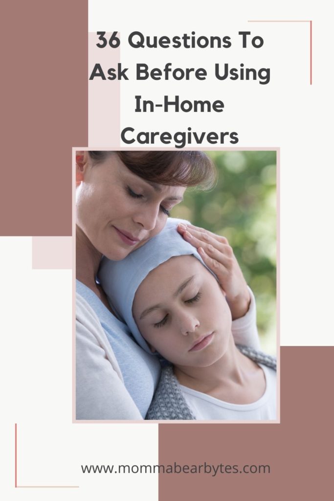 woman holding a sick child.  36 questions to ask before using in-home caregivers