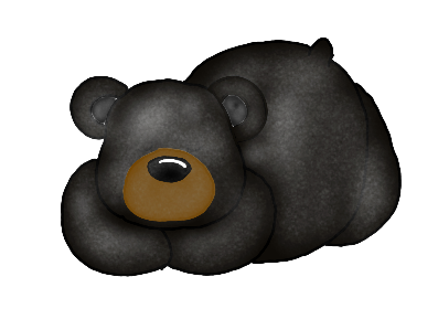 Hand drawn black bear curled up sleeping