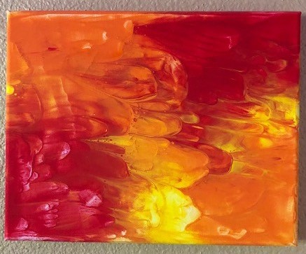 Red, orange and yellow abstract painting